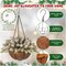2 Pack Pre Lit Artificial Christmas Hanging Basket Christmas Tree Basket with Frosted Pine Cones and Branches, White Berry Clusters, and 2 Pieces White LED String Lights for Patio or Porch